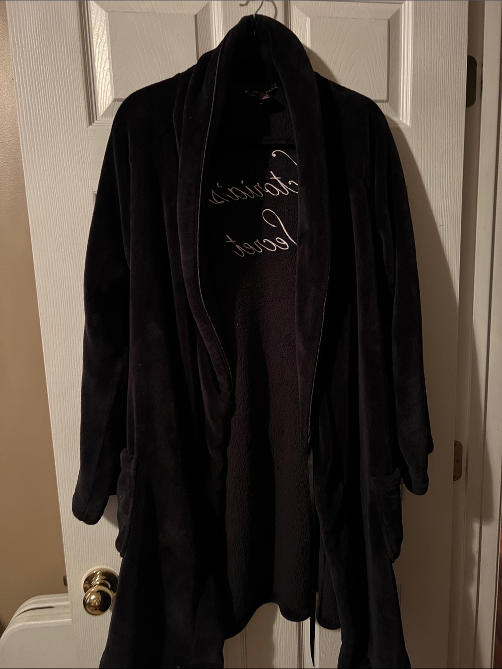 Victoria's Secret Black Plush Robe with Hood